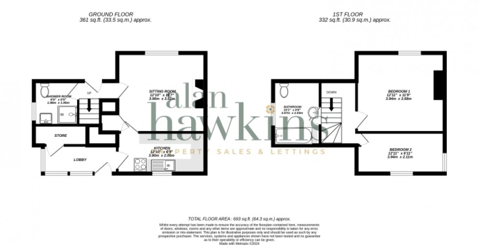Floorplan for 1 Spillmans Cottages, Hilmarton, Calne, Wiltshire, SN11 8TD, UK
