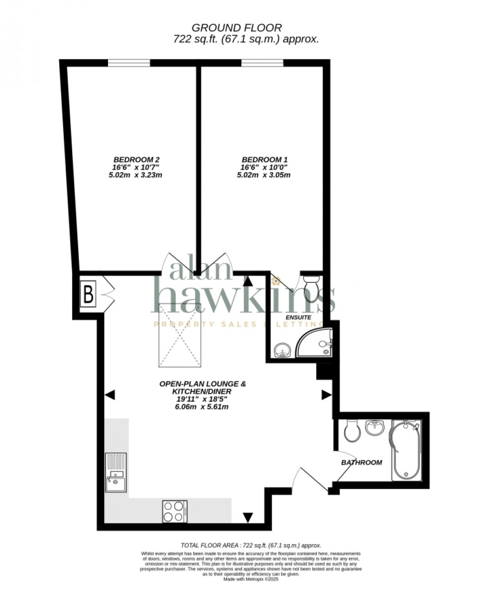 Floorplan for Flat 3 St. Margaret House, Church Street, Calne, SN11 0HZ, UK