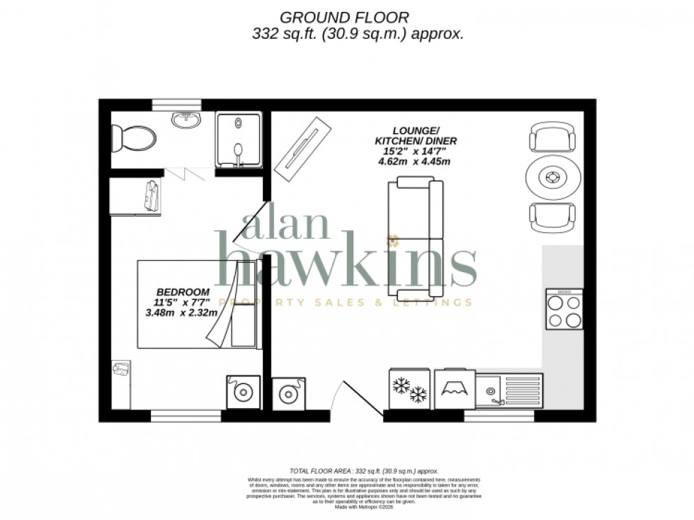 Floorplan for The Annexe, Foxleas Whitehill Lane , Royal Wootton Bassett, Swindon, Wiltshire, SN4 7DA, UK