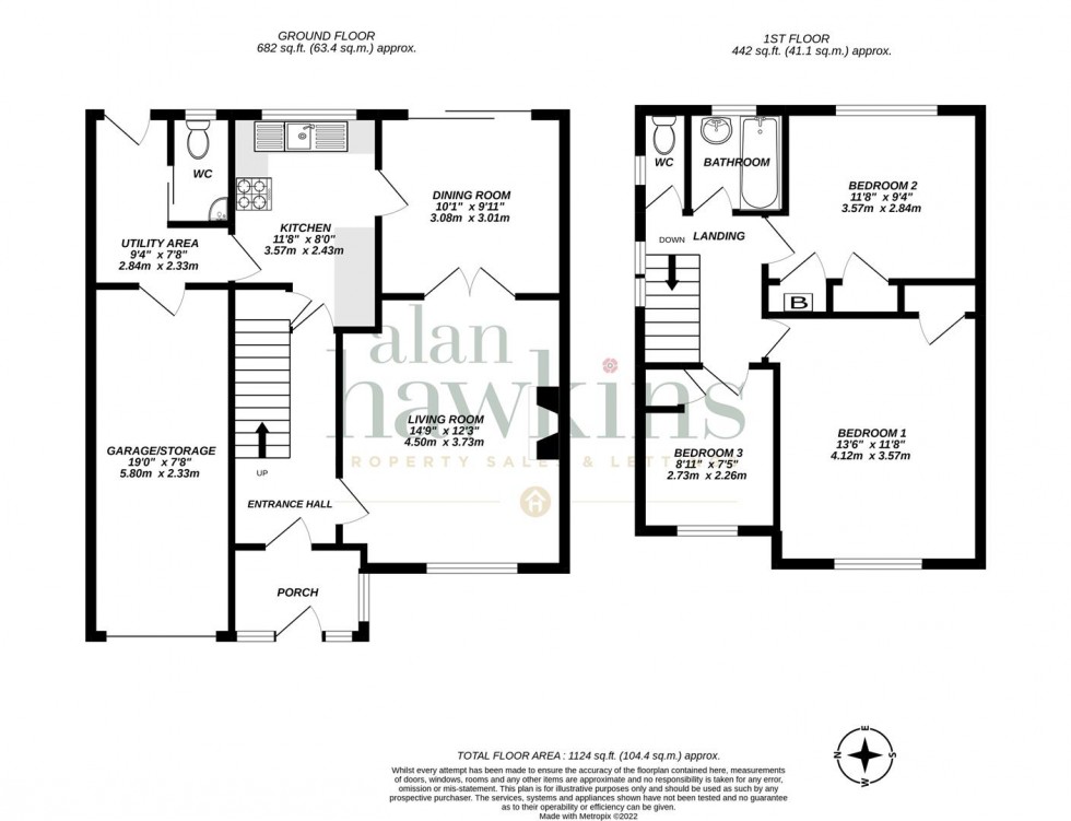 Floorplan for Noredown Way, Royal Wootton Bassett