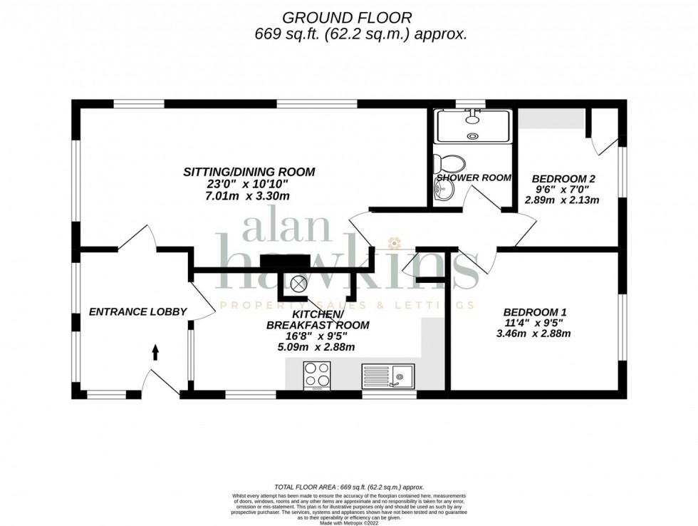 Floorplan for Bungalow Caravan Park, Bradenstoke SN15 4